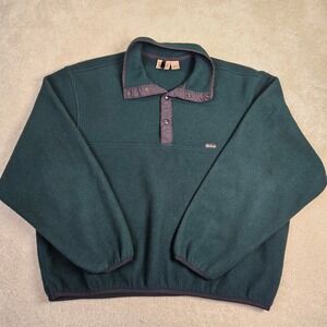 VTG Woolrich Men's Sz 2XL Green Polartec Fleece‎ Pullover Outdoor Quarter Button